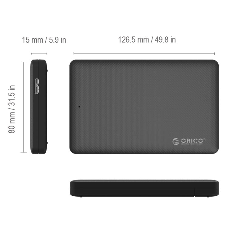 ORICO 2577U3 Grid Texture Design Caja de caja de Disco Duro ABS USB 3.0 de 2.5 pulgadas (Negro)