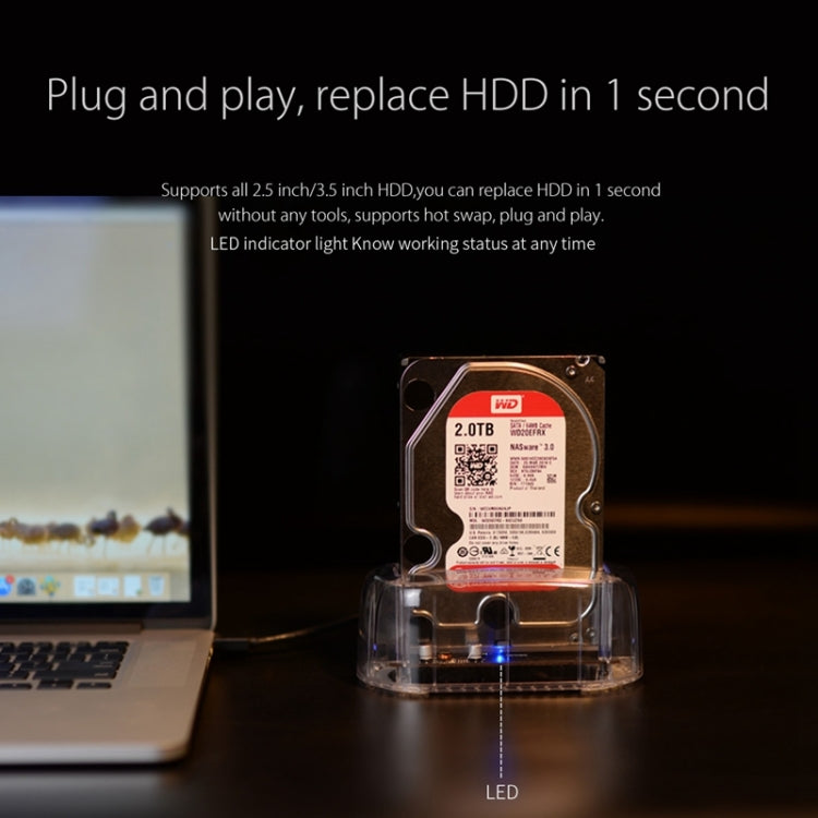 ORICO 6139U3 2.5/3.5 Inch SATA to USB 3.0 Transparent Hard Drive Docking Station (Transparent)