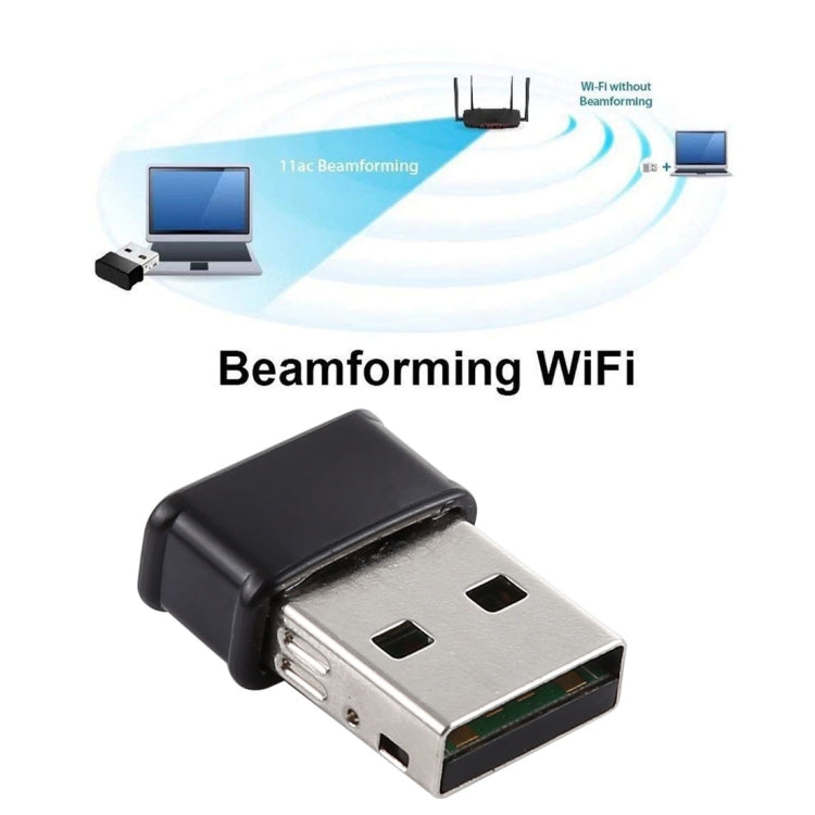 AC1200Mbps 2.4GHz and 5GHz Dual Band USB 2.0 WiFi Adapter External Network Card (Black)