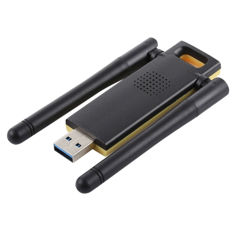 AC1200Mbps 2.4GHz and 5GHz Dual Band USB 3.0 WiFi Adapter External Network Card with 2 External Antennas (Yellow)