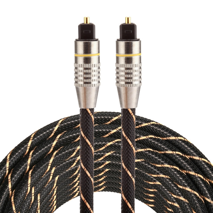 Cable de Audio óptico Digital Macho a Macho Toslink de línea neta tejida con Cabeza metálica chapada en Oro de 5m OD6.0 mm