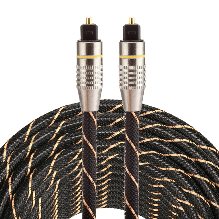 Gold-plated Metal Head 15m OD6.0mm Woven Net Line Toslink Digital Optical Audio Cable Male to Male