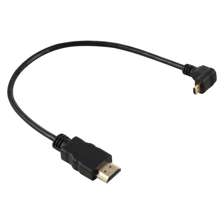 30cm 4K HDMI Macho a Micro HDMI Macho en ángulo positivo Cable adaptador de Conector chapado en Oro