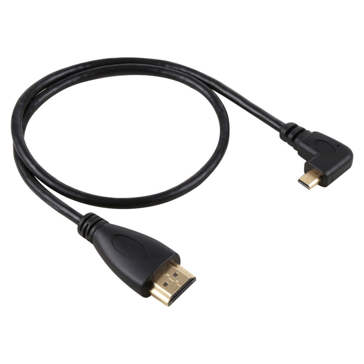 50cm 4K HDMI Macho a Micro HDMI Macho en ángulo recto Cable adaptador de Conector chapado en Oro