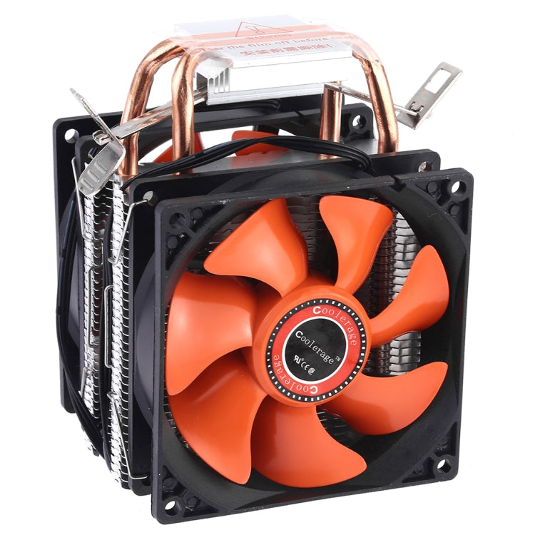 CoolAge AMD CPU Heat Sink Hydraulic Bearing Cooling Fan Dual 3pin Fan For Intel LGA775 115X AM2 AM3 AM4 FM1 FM2 1366