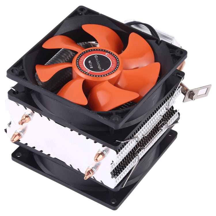 CoolAge AMD CPU disipador de calor cojinete hidráulico ventilador de refrigeración Doble ventilador de 3 pines Para Intel LGA775 115X AM2 AM3 AM4 FM1 FM2 1366