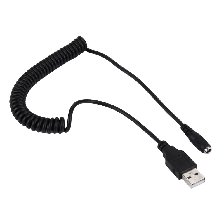 Interfaces USB 2.0 mâle à 3,5 x 1,35 mm adaptateur secteur femelle câble enroulé à ressort pour ordinateur portable Longueur : 40-100 cm