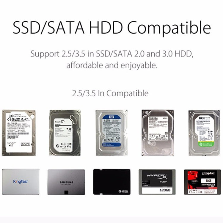 ORICO 3588US3 USB 3.0 Type-B 2.5/3.5 pouces SSD/SATA HDD Boîtier de Stockage de Disque Dur pour Ordinateur Portable de Bureau (Noir)