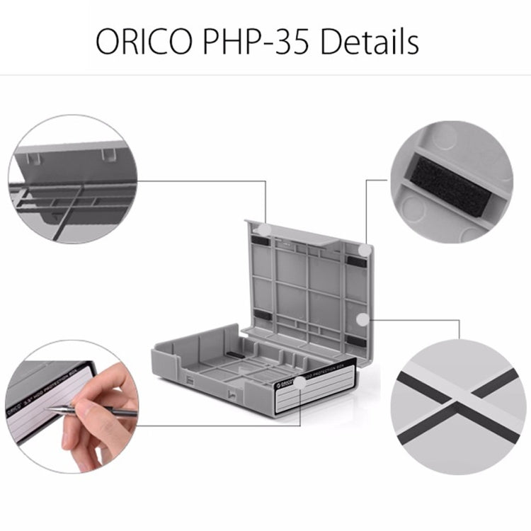 ORICO PHP-35 Caja de Disco Duro SATA de 3.5 pulgadas Caja de Protección de Disco Duro Caja de Cubierta (Gris)