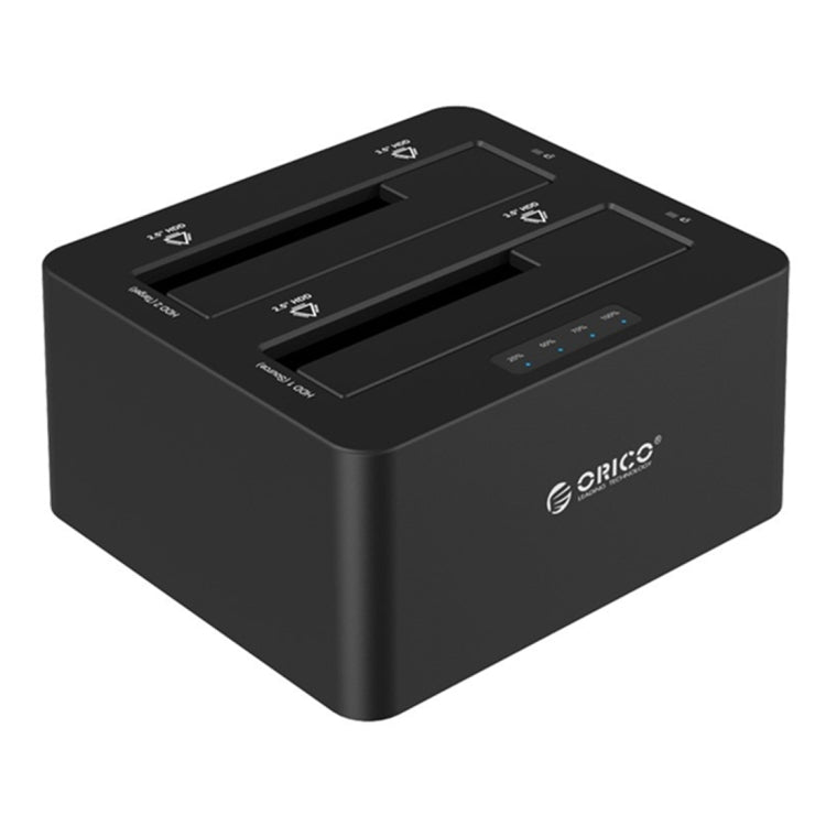 ORICO 6629US3-C 2-bay USB 3.0 Type-B 2.5 pulgadas / 3.5 pulgadas SATA HDD / SSD Caja de almacenamiento externo Caja de Disco Duro (Negro)