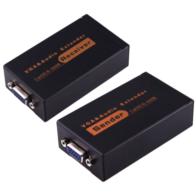 Audio &amp; VGA Extender 1920x1440 HD 100m Cat5e / 6-568B Network Cable Sender Receiver Adapter (Black)