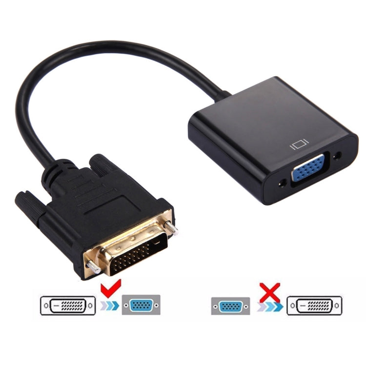 Convertidor adaptador DVI-D 24 + 1 Pin Man a VGA 15 Pin HDTV (Negro)