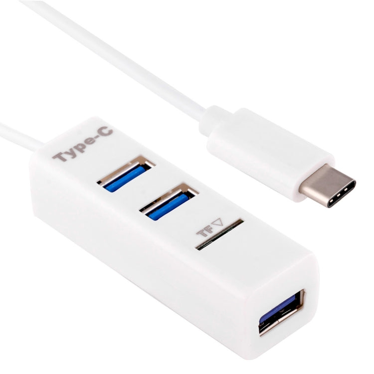 2 in 1 USB-C / Type-C 3.1 to USB 2.0 COMBO 3 Port HUB + TF Card Reader (White)