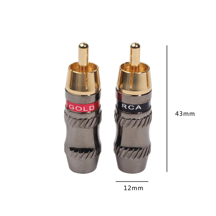 REXLIS TR026 2 PCS RCA Male Audio Connector Gold Plated Adapter For Audio Video Cable DIY