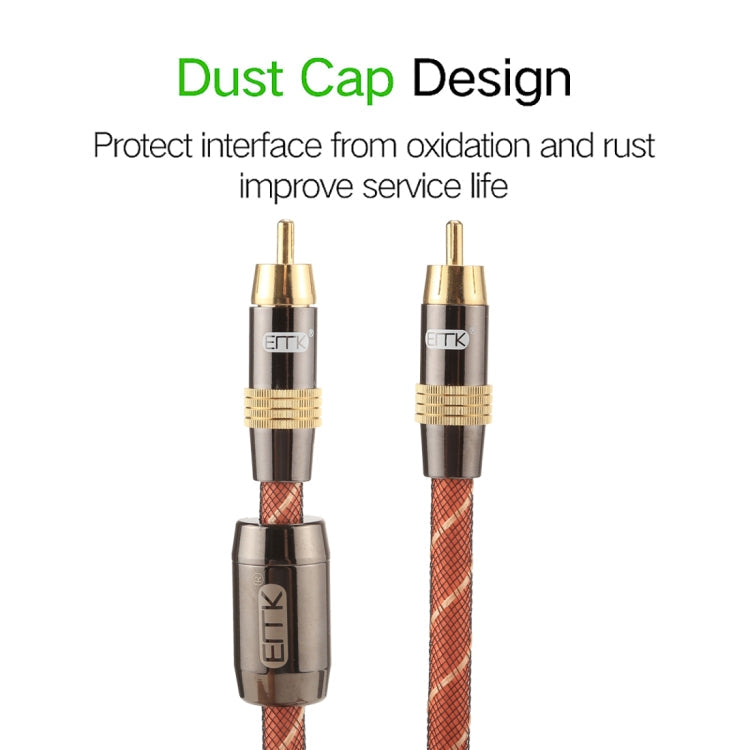 EMK TZ/A 1.5m OD8.0mm Gold Plated Metal Head RCA to RCA Digital Coaxial Interconnect Cable RCA Audio/Video Cable