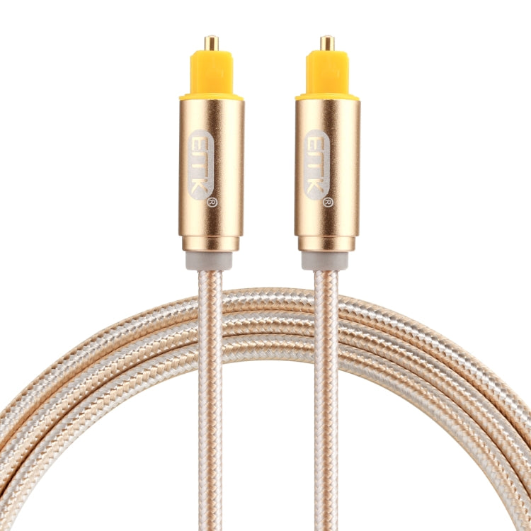 Cable de Audio óptico Digital EMK 1m OD4.0 mm chapado en Oro con Cabeza metálica tejida Toslink Macho a Macho (dorado)