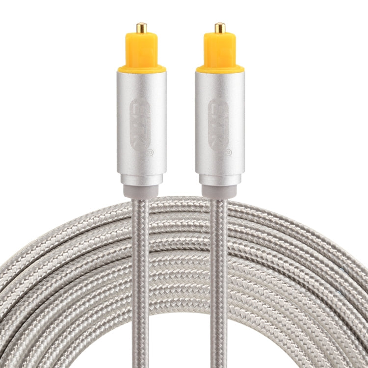 EMK 3m OD4.0mm Digital Optical Audio Cable Gold Plated with Metal Woven Head Toslink Male to Male (Silver)