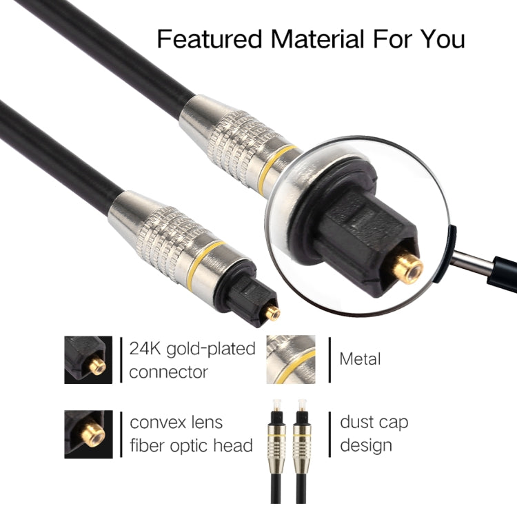 2m OD6.0mm Tête en métal nickelé Toslink Câble audio optique numérique mâle à mâle