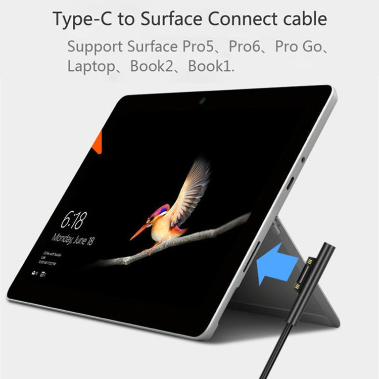 USB-C Type-C to 6 Pin Magnetic Male Laptop Power Charging Cable For Microsoft Surface Pro 6 5 Cable Length: about 1.5m