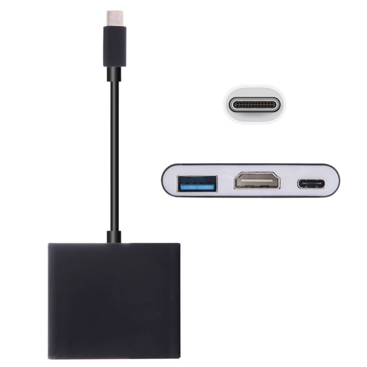 Adapter USB-C / Type-C 3.1 Male to USB-C / Type-C 3.1 Female and HDMI Female and USB 3.0 Female (Black)