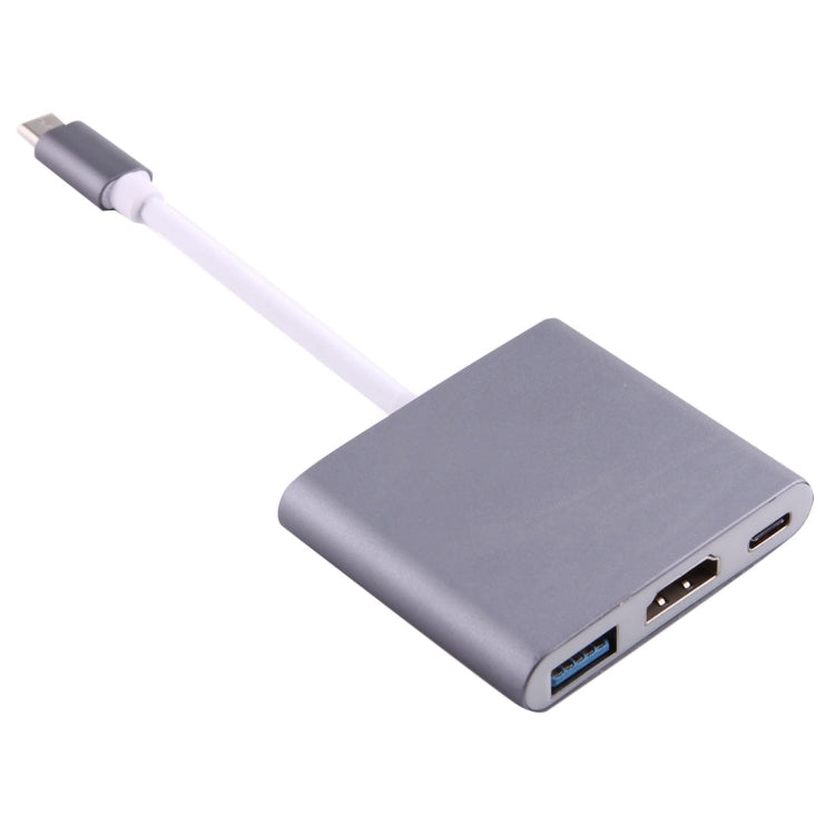 Adaptador USB-C / Type-C 3.1 Macho a USB-C / Type-C 3.1 Hembra y HDMI Hembra y USB 3.0 Hembra (Gris)