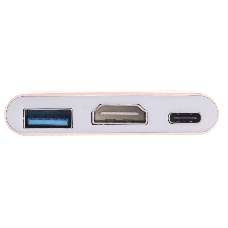Adaptador USB-C / Type-C 3.1 Macho a USB-C / Type-C 3.1 Hembra y HDMI Hembra y USB 3.0 Hembra (dorado)