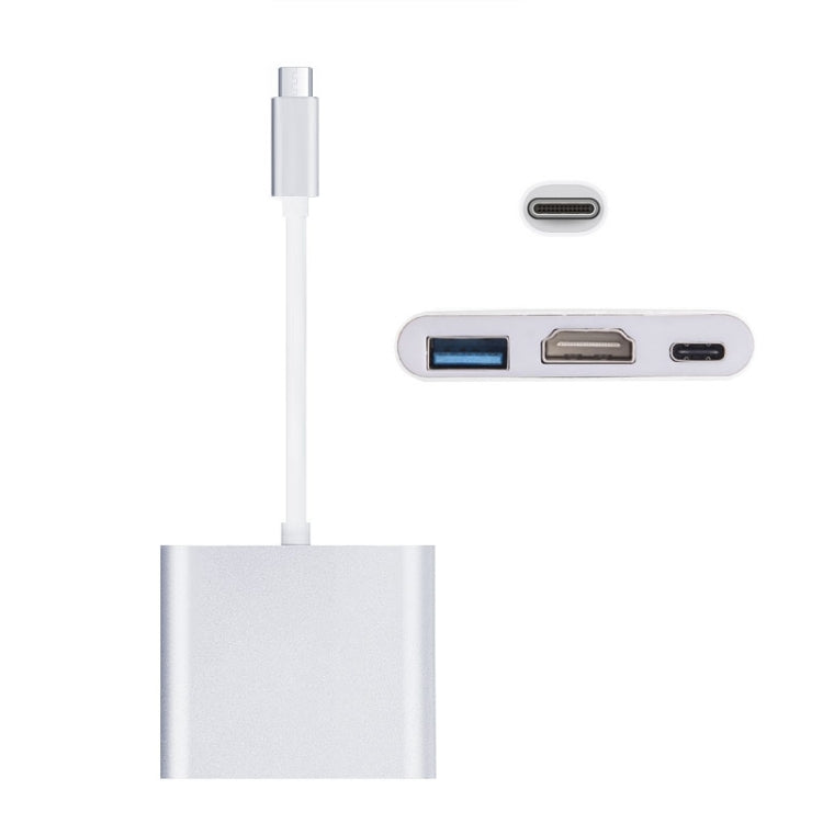 USB-C / Type-C 3.1 Male to USB-C / Type-C 3.1 Female and HDMI Female and USB 3.0 Female Adapter (Silver)