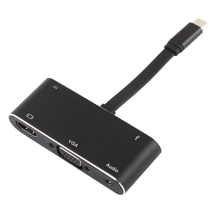 V126 UCB-C / Type-C Macho a PD + HDMI + VGA + Audio + USB 3.0 Hembra 5 en 1 Convertidor