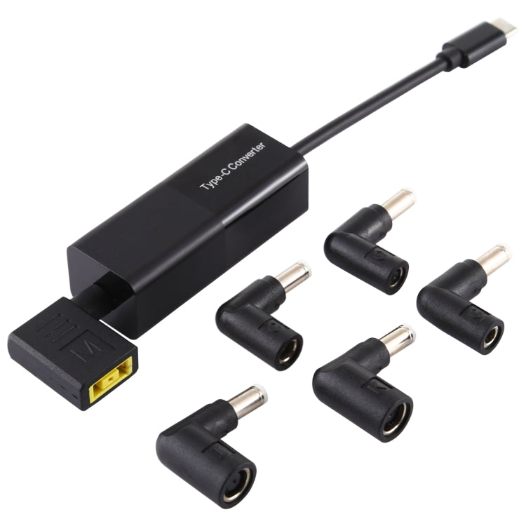Laptop Power Adapter 65W USB-C Type C Converter to 6 in 1 Power Adapter (Black)