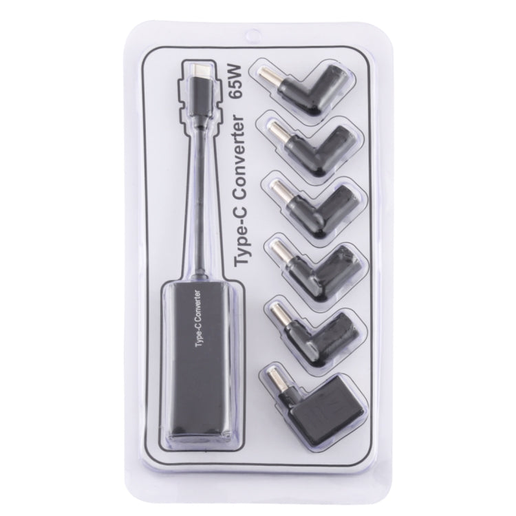 Adaptador de Corriente Para Portátil Convertidor de USB-C tipo C de 65 W a Adaptador de Corriente 6 en 1 (Negro)