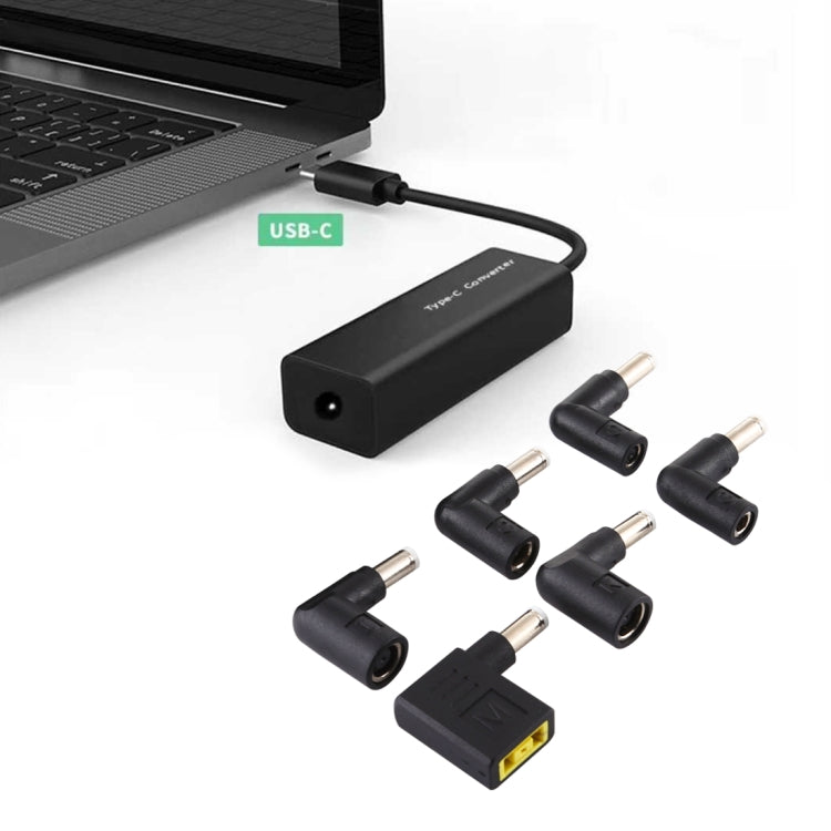 Adaptador de Corriente Para Portátil Convertidor de USB-C tipo C de 65 W a Adaptador de Corriente 6 en 1 (Negro)