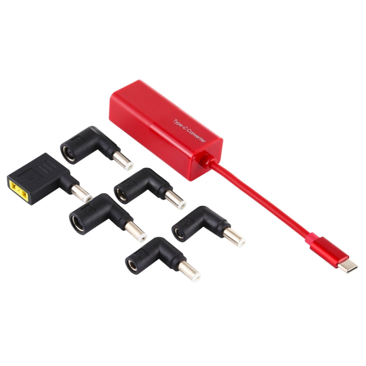 Laptop Power Adapter 65W USB-C Type C to 6 in 1 Power Adapter Converter (Red)