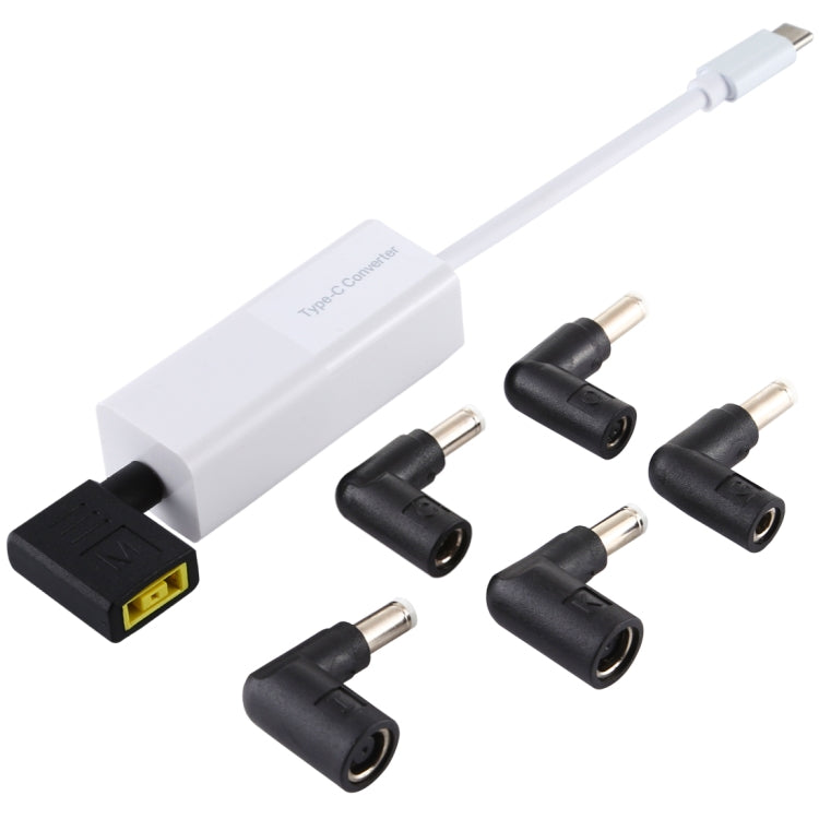 Laptop Power Adapter 65W USB-C Type C to 6 in 1 Power Adapter Converter (White)