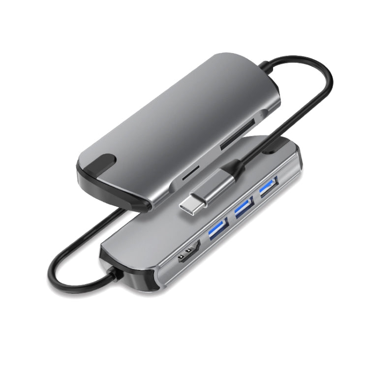 Basix T1906 6-in-1 Multifunction Type-C / USB-C HUB Expansion Dock (Grey)