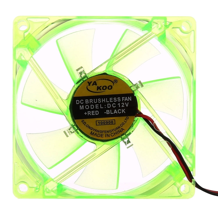 8025 4 Pin DC 12V 0.18A Computer Case Cooling Fan with LED Light Random Color Delivery Size: 80x80x25mm (Green)