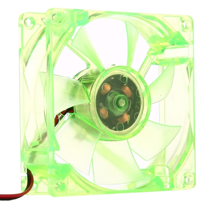 8025 4 Pin DC 12V 0.18A Computer Case Cooling Fan with LED Light Random Color Delivery Size: 80x80x25mm (Green)