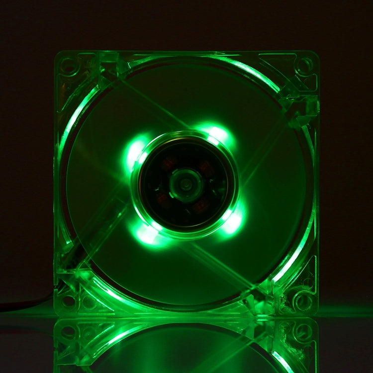 8025 4 pines DC 12V 0.18A Ventilador de enfriamiento de caja de computadora con Luz LED Entrega de Color aleatorio Tamaño: 80x80x25 mm (Verde)