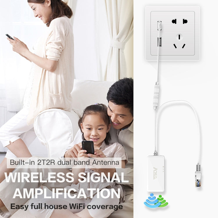 VOTETS VAP11AC 5G / 2.4G Mini Wireless Bridge 300Mbps + 900Mbps WiFi Repeater Support Video Video and Control (White)