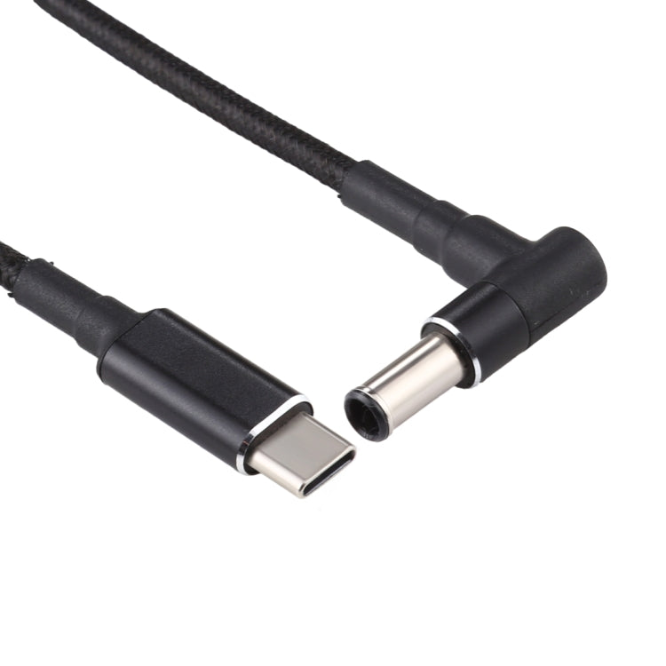 PD 100W 6.0x1.4 mm Codo a USB-C Tipo-C Cable de Carga de Alimentación de tejido de nailon Longitud del Cable: 1.7 m