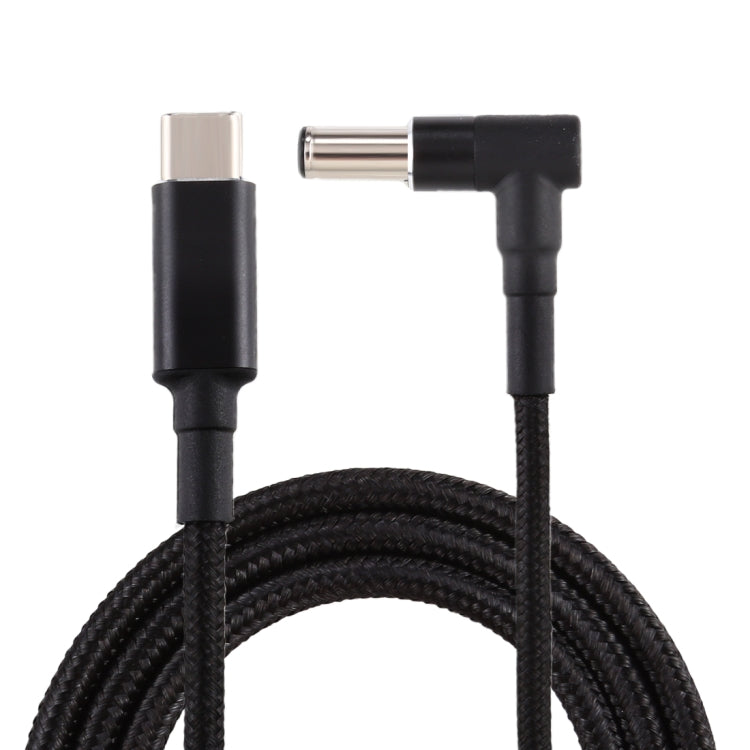 PD 100W 6.0x1.4 mm Codo a USB-C Tipo-C Cable de Carga de Alimentación de tejido de nailon Longitud del Cable: 1.7 m