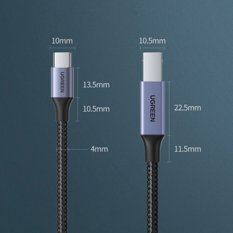 UVerde Type-C / USB-C vers Type-B Imprimante Nylon Tressé Connexion Câble de Données Longueur: 1.5m