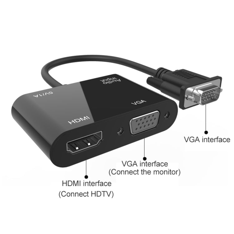 5138HV 1080P Adaptador VGA a HDMI + VGA con Audio