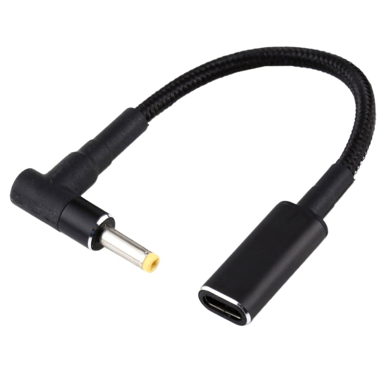 Codo de 4.0x1.7 mm a Adaptador USB-C Tipo-C Cable trenzado de nailon