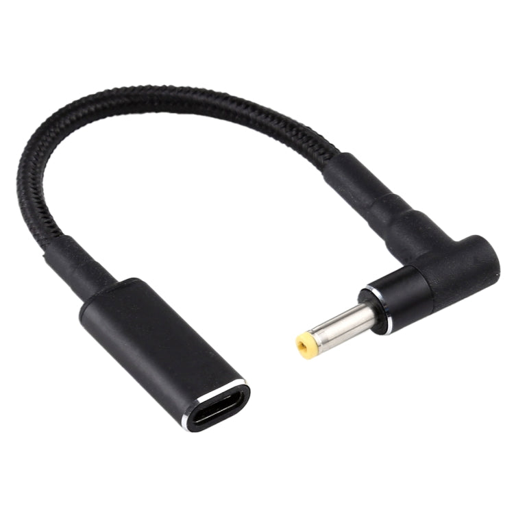 Câble tressé en nylon avec adaptateur coudé 4,0 x 1,7 mm vers USB-C Type-C