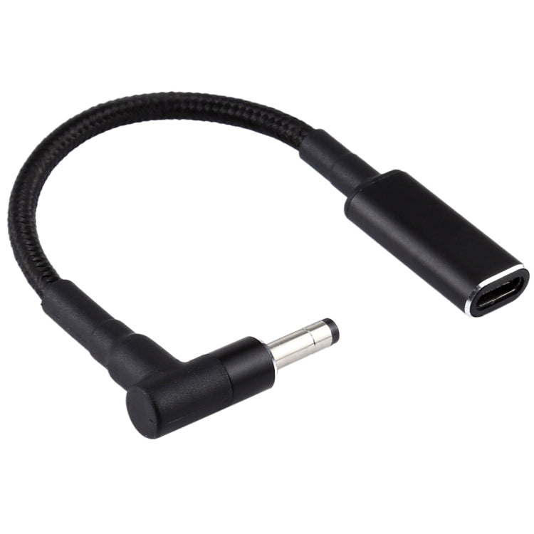 PD 100W 18.5-20V 4.0x1.7mm Elbow to USB-C Type-C Adapter Nylon Braided Cable