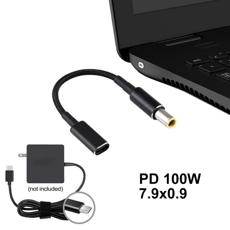 Adaptateur PD 100W 18.5-20V 7.9x0.9mm vers USB-C Type-C Câble tressé en nylon