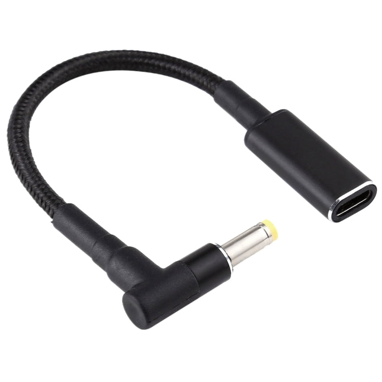 Codo de 5.5x1.7 mm a Adaptador USB-C Tipo-C Cable trenzado de nailon
