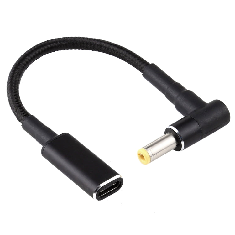 PD 100W 18.5-20V 5.5x2.5mm Elbow to USB-C Type-C Adapter Nylon Braided Cable