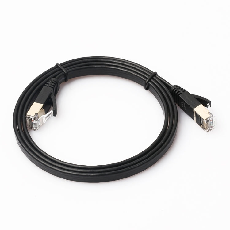 Câble de raccordement ultra-plat CAT7 10 Gigabit Ethernet de 1 m pour réseau LAN modem-routeur - Construit avec des connecteurs RJ45 blindés (Noir)