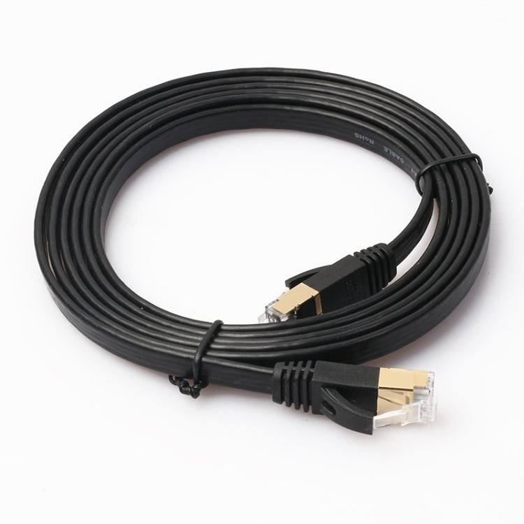 Cable de conexión ultraplano CAT7 10 Gigabit Ethernet de 1.8 m Para red LAN de enrutador módem - Construido con Conectores RJ45 blindados (Negro)